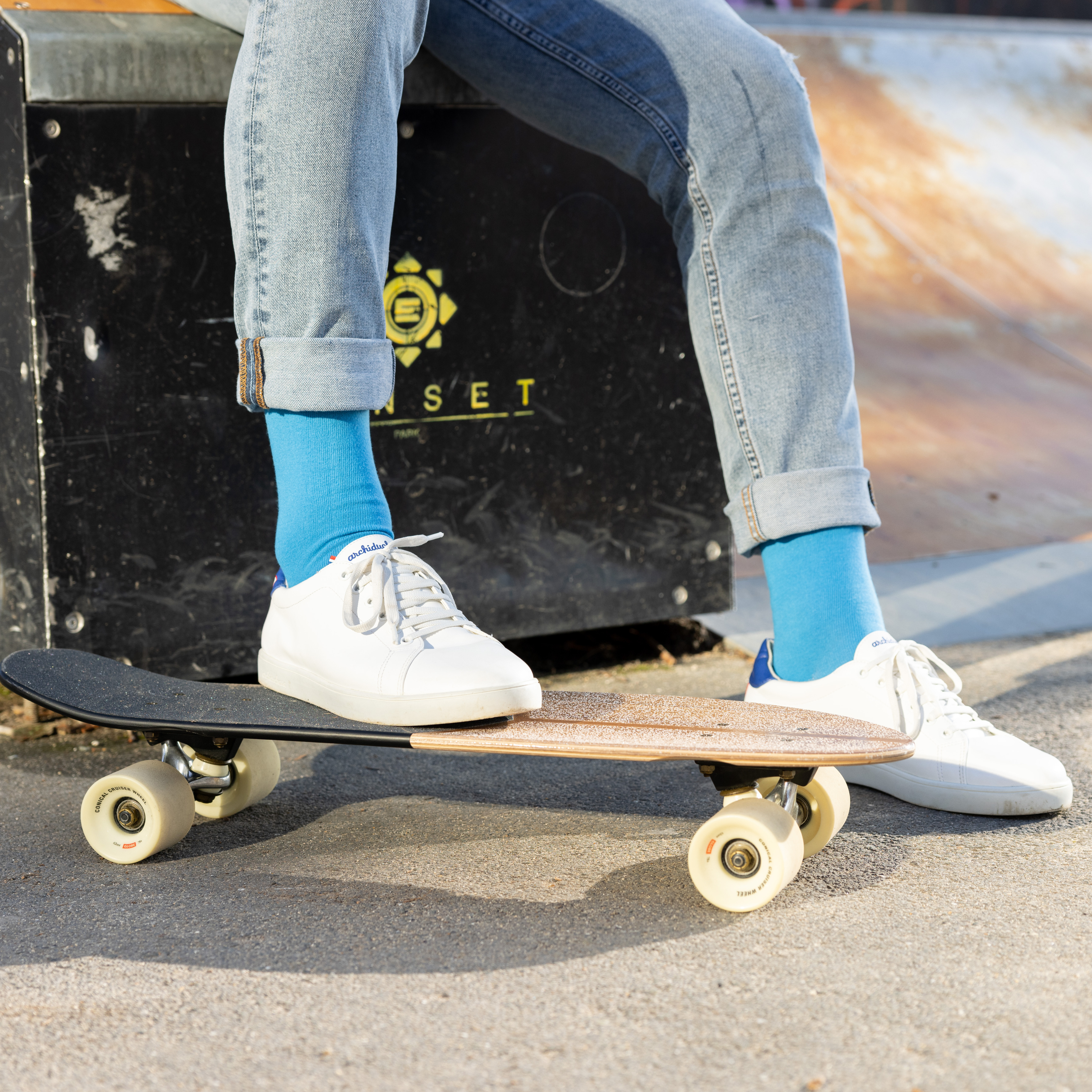 archiduchesse-de-ville-bleu-turquoise-chaussettes-mi-mollet-coton image 6