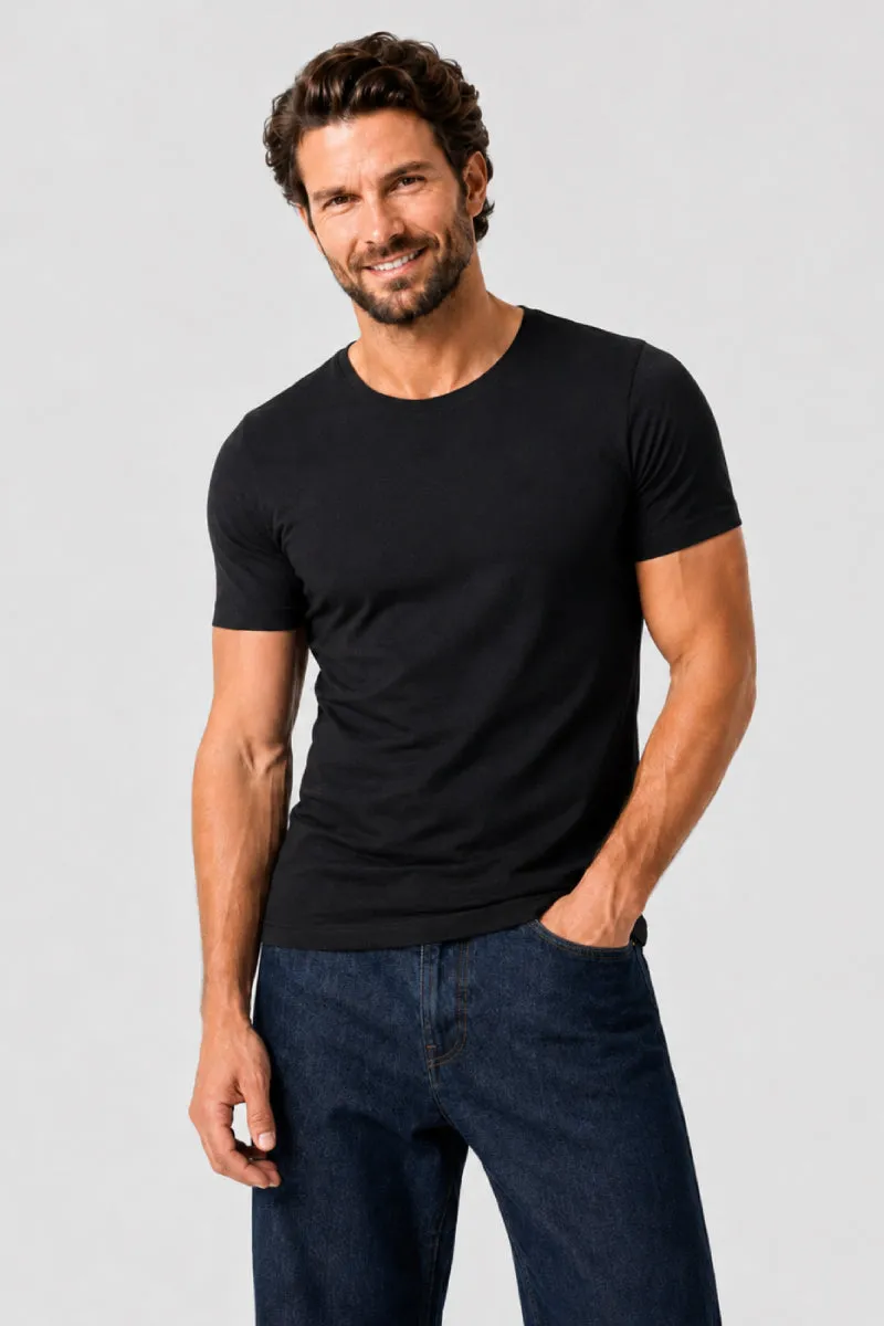 armor-lux-t-shirt-uni-homme-col-v-lyocell-coton image 1