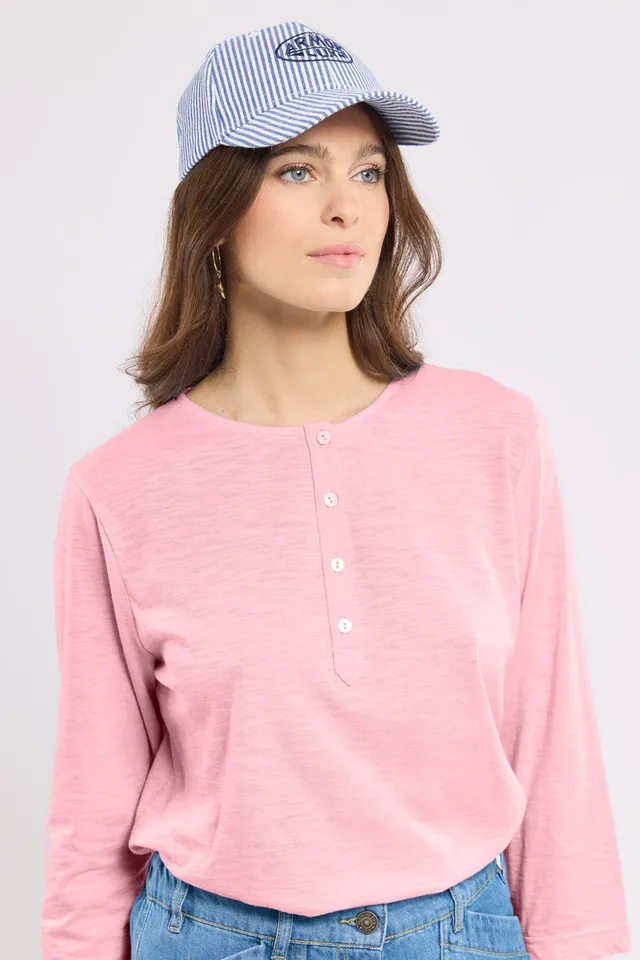 armor-lux-t-shirt-manches-longues-coton-l-ger-col-rond-boutonn-femme image 1