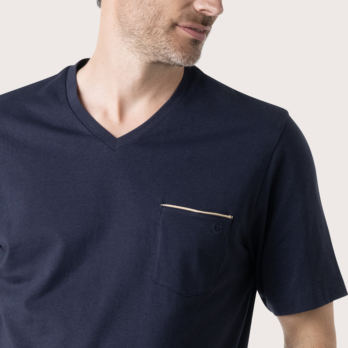 pyjama-court-homme-business-eminence-coton-peign-col-v image 2