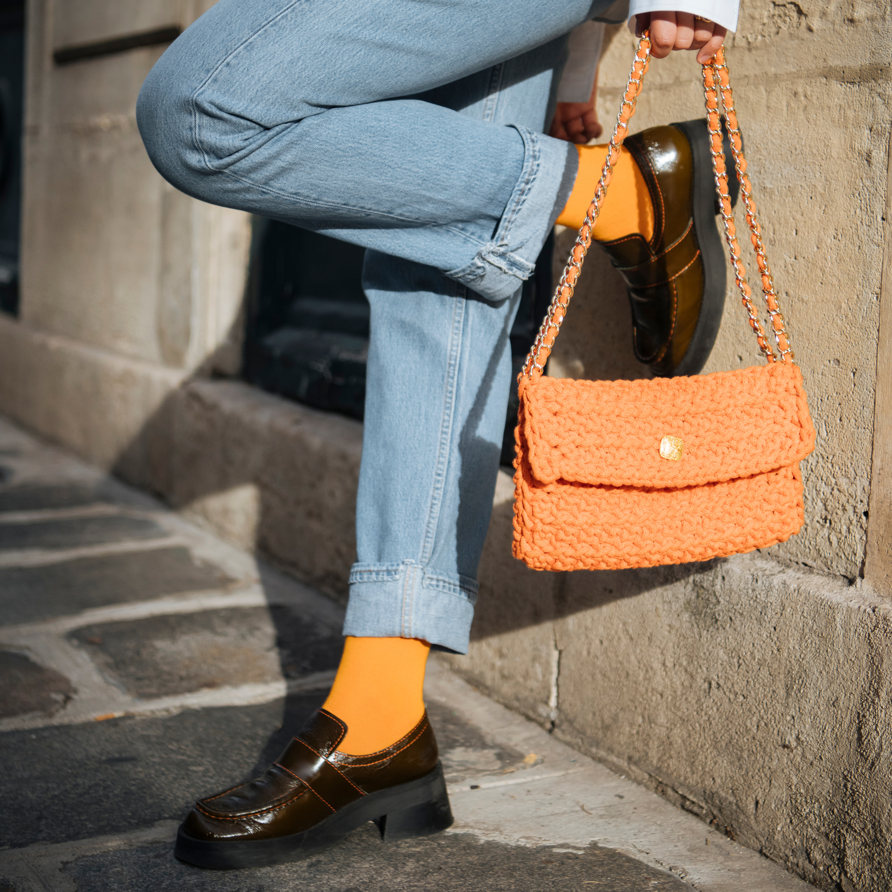 archiduchesse-de-ville-orange-mandarine-chaussettes-mi-mollet image 4
