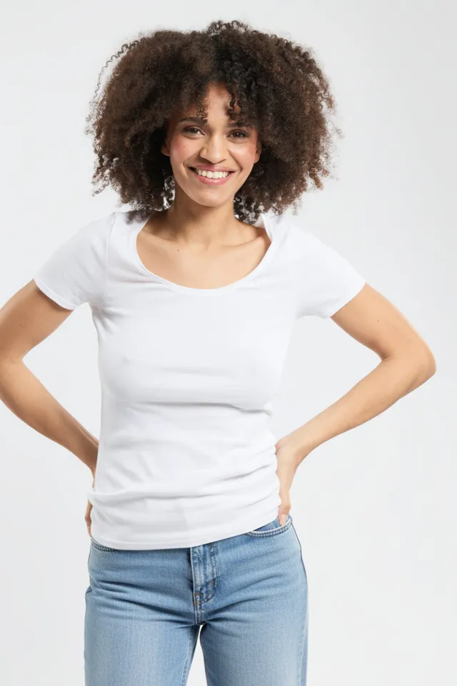 armor-lux-t-shirt-uni-femme-coton-bio-l-ger-col-rond image 1