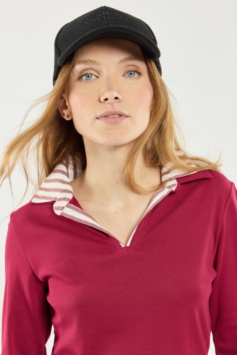 armor-lux-polo-femme-col-trompe-l-il-coton image 2