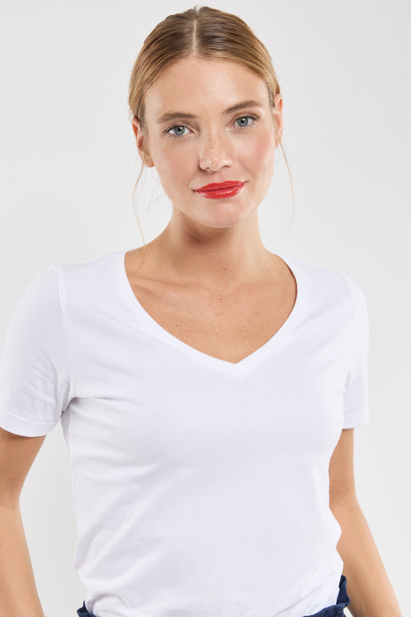 armor-lux-t-shirt-col-v-femme-coton-l-ger image 1