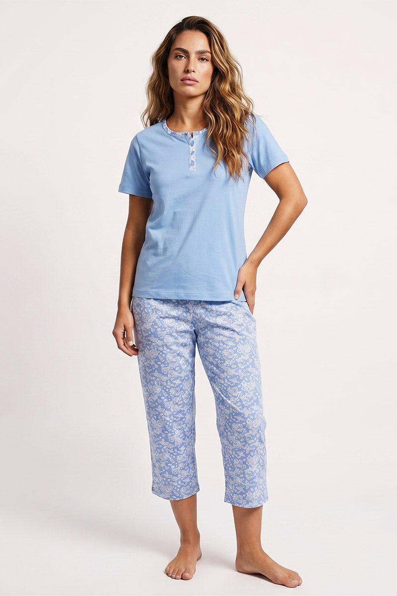 armor-lux-pyjama-corsaire-fleurs-femme-coton-l-ger image 1