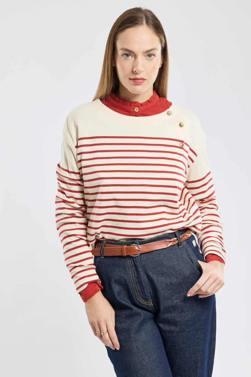 armor-lux-marini-re-femme-col-boutonn-coton-pais image 1