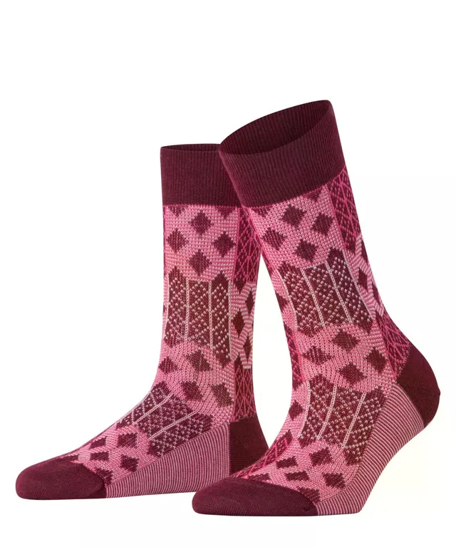 burlington-mosaic-chaussettes-femme-laine-respirante-patchwork-argyle image 1