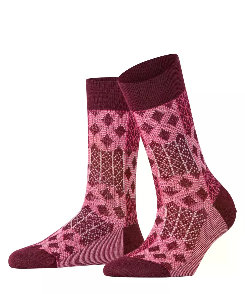 burlington-mosaic-chaussettes-femme-laine-respirante-patchwork-argyle image 1