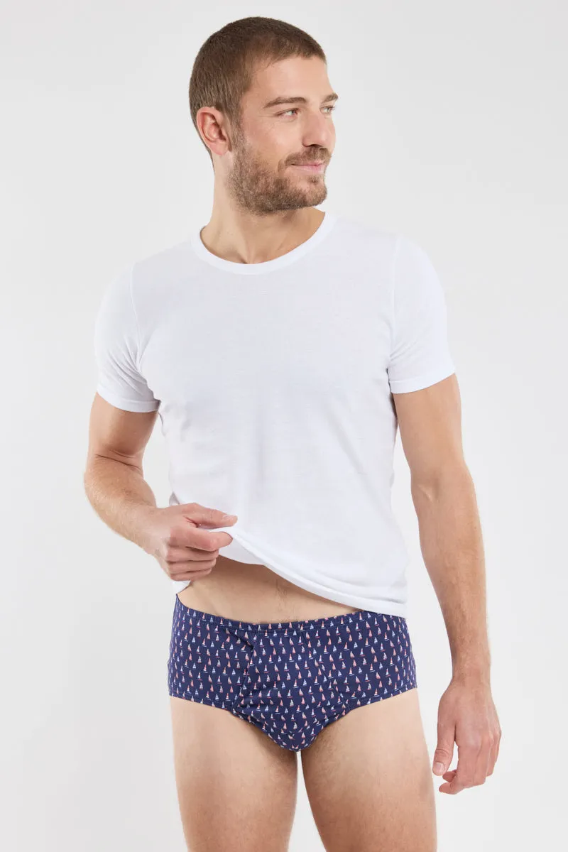 armor-lux-slip-ouvert-homme-motifs-voiliers-coton-bio image 1