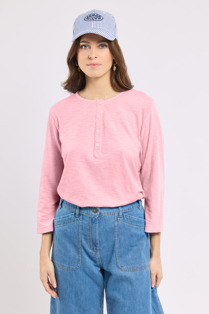 armor-lux-t-shirt-manches-longues-coton-l-ger-col-rond-boutonn-femme image 2