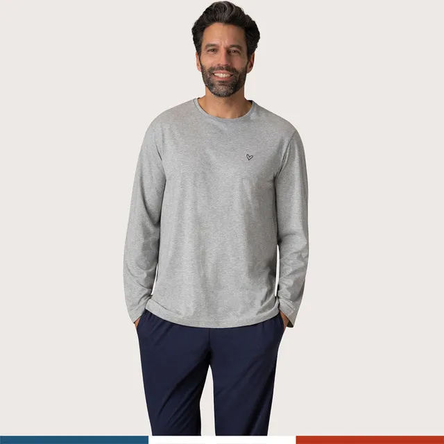 eminence-pyjama-long-col-rond-homme-fait-en-france-tee-shirt-manches-longues-pan image 1
