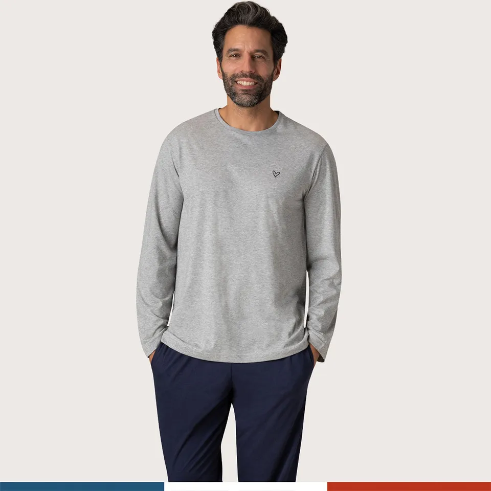 eminence-pyjama-long-col-rond-homme-fait-en-france-tee-shirt-manches-longues-pan image 1