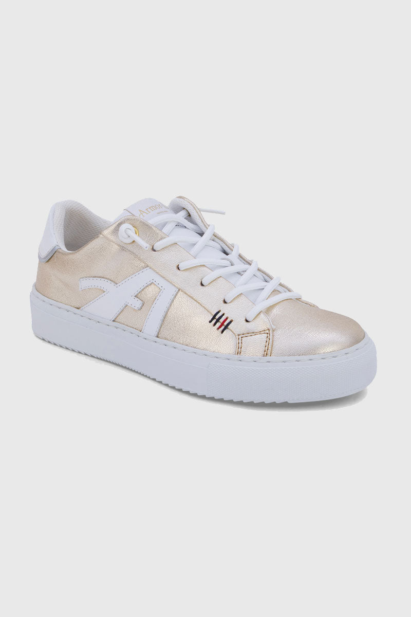 armor-lux-baskets-basses-regate-cuir-dor image 1