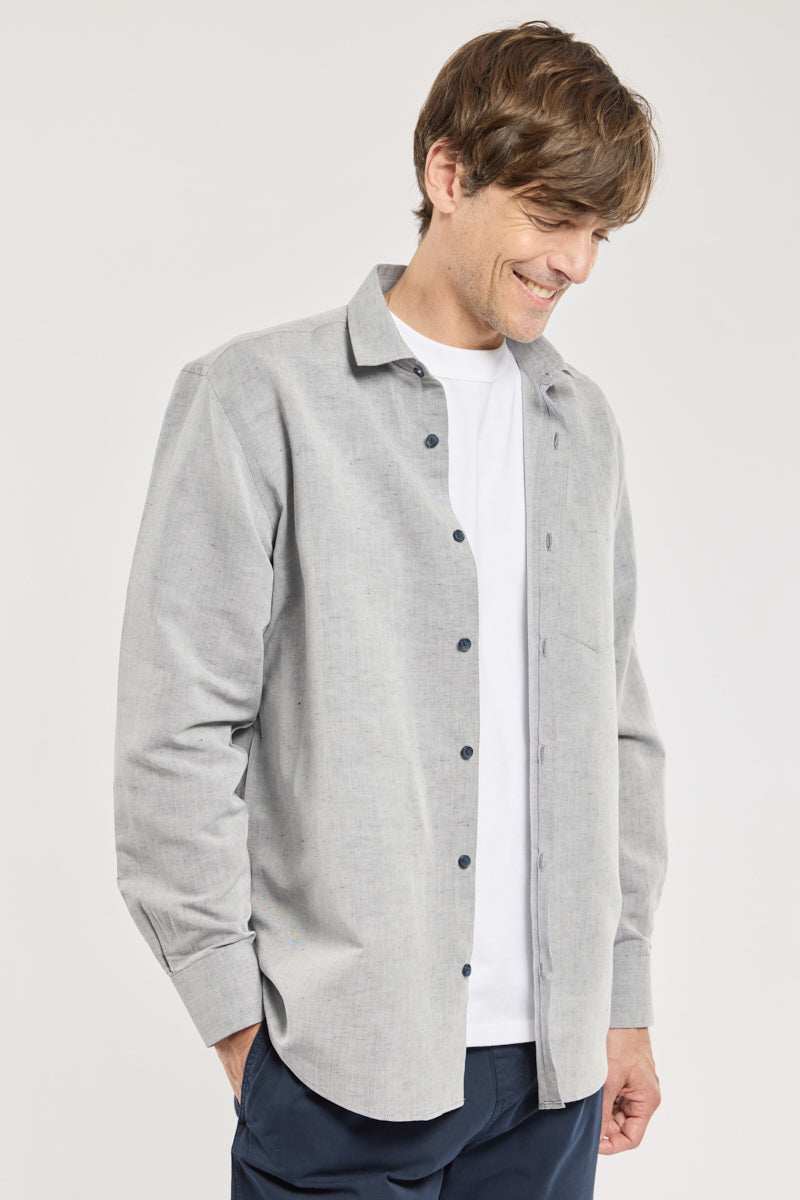 armor-lux-chemise-homme-poche-poitrine-lin-et-coton-manches-longues image 1