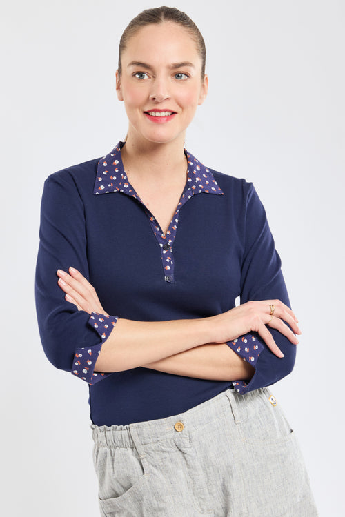armor-lux-polo-h-ritage-petites-fleurs-coton-manches-3-4 image 2
