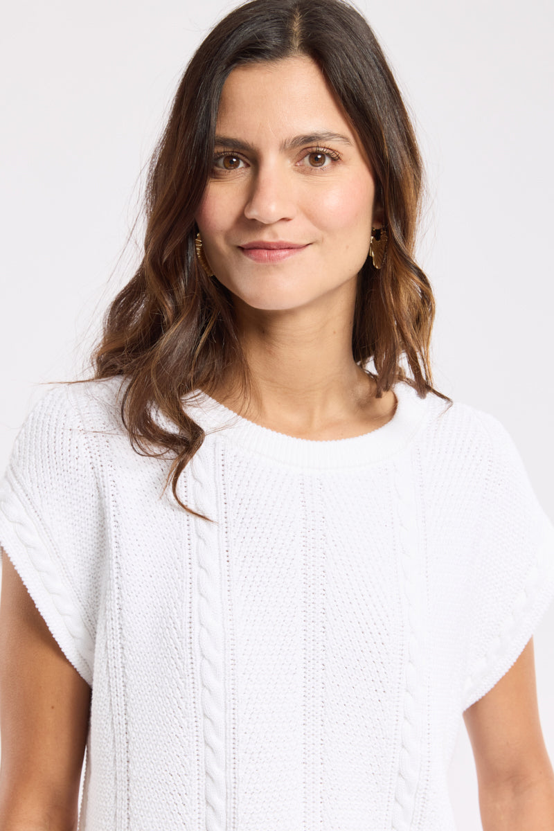 armor-lux-pull-sans-manche-coton-torsades-col-rond image 2