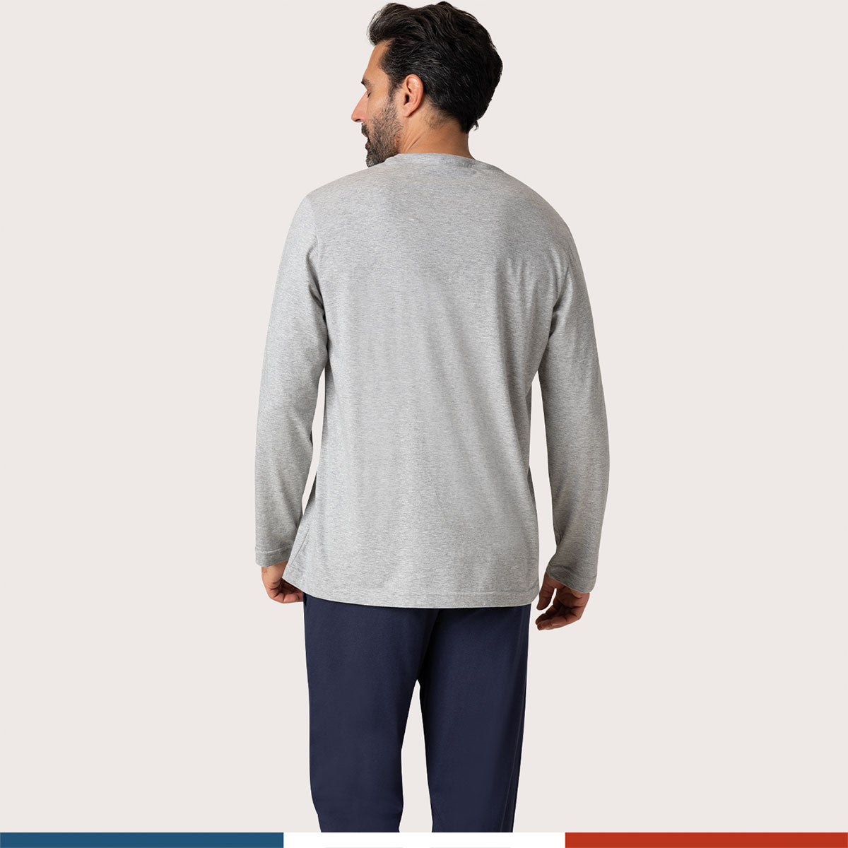eminence-pyjama-long-col-rond-homme-fait-en-france-tee-shirt-manches-longues-pan image 3