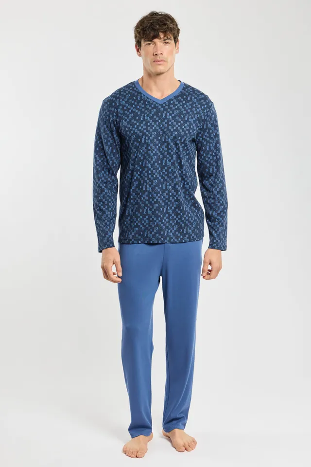 armor-lux-pyjama-homme-col-v-coton-interlock image 1