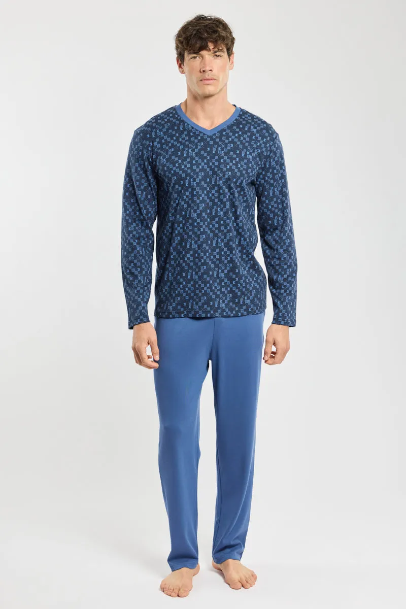 armor-lux-pyjama-homme-col-v-coton-interlock image 1