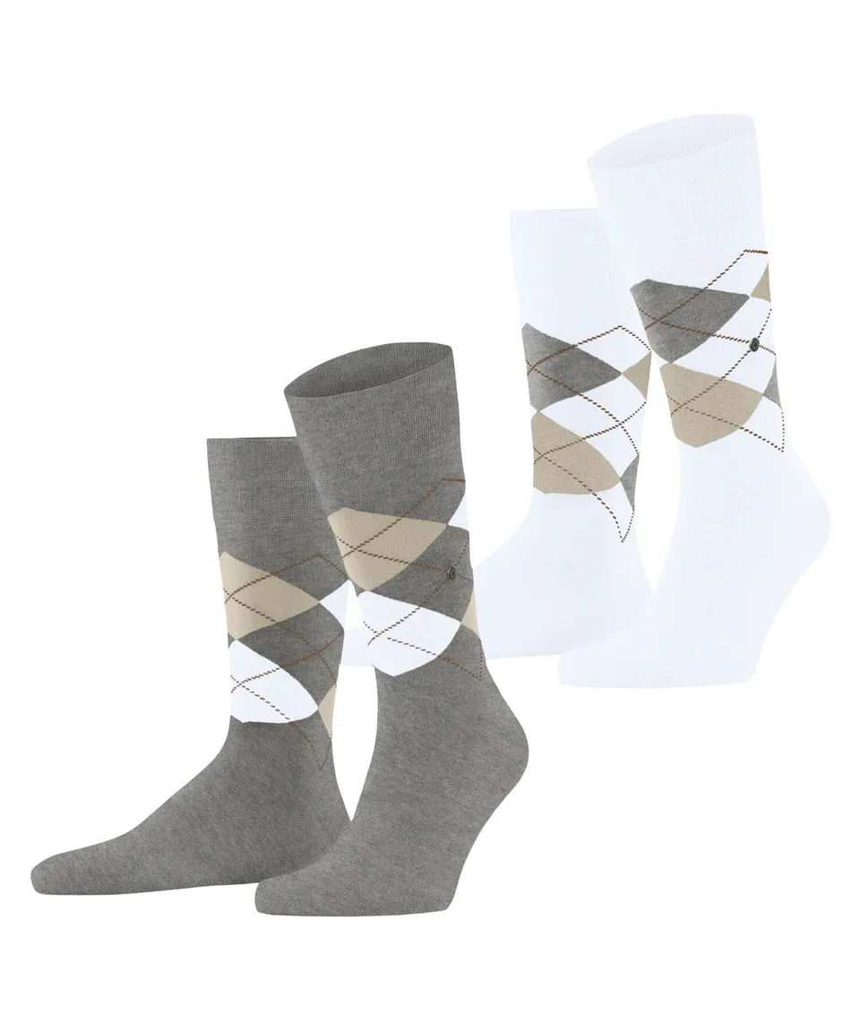burlington-everyday-argyle-chaussettes-homme-coton-fantaisie-gris-light-grey-322 image 1