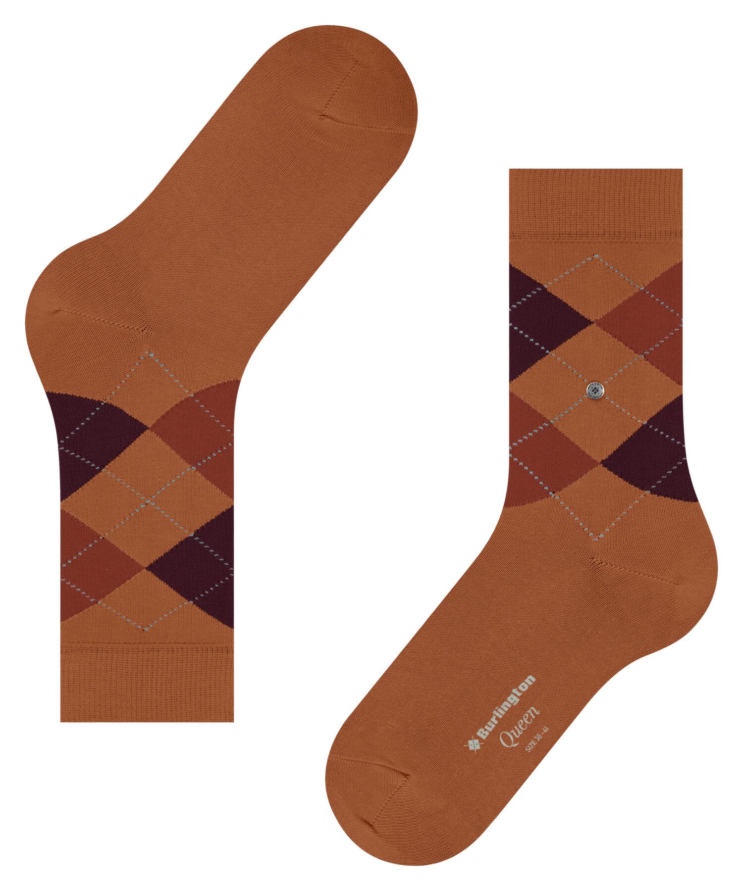 burlington-queen-chaussettes-femme-coton-fantaisie-argyle-orange-hermes-8467-36- image 6