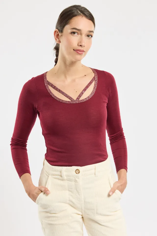 armor-lux-t-shirt-nuit-femme-manches-longues-laine-et-soie-3 image 1