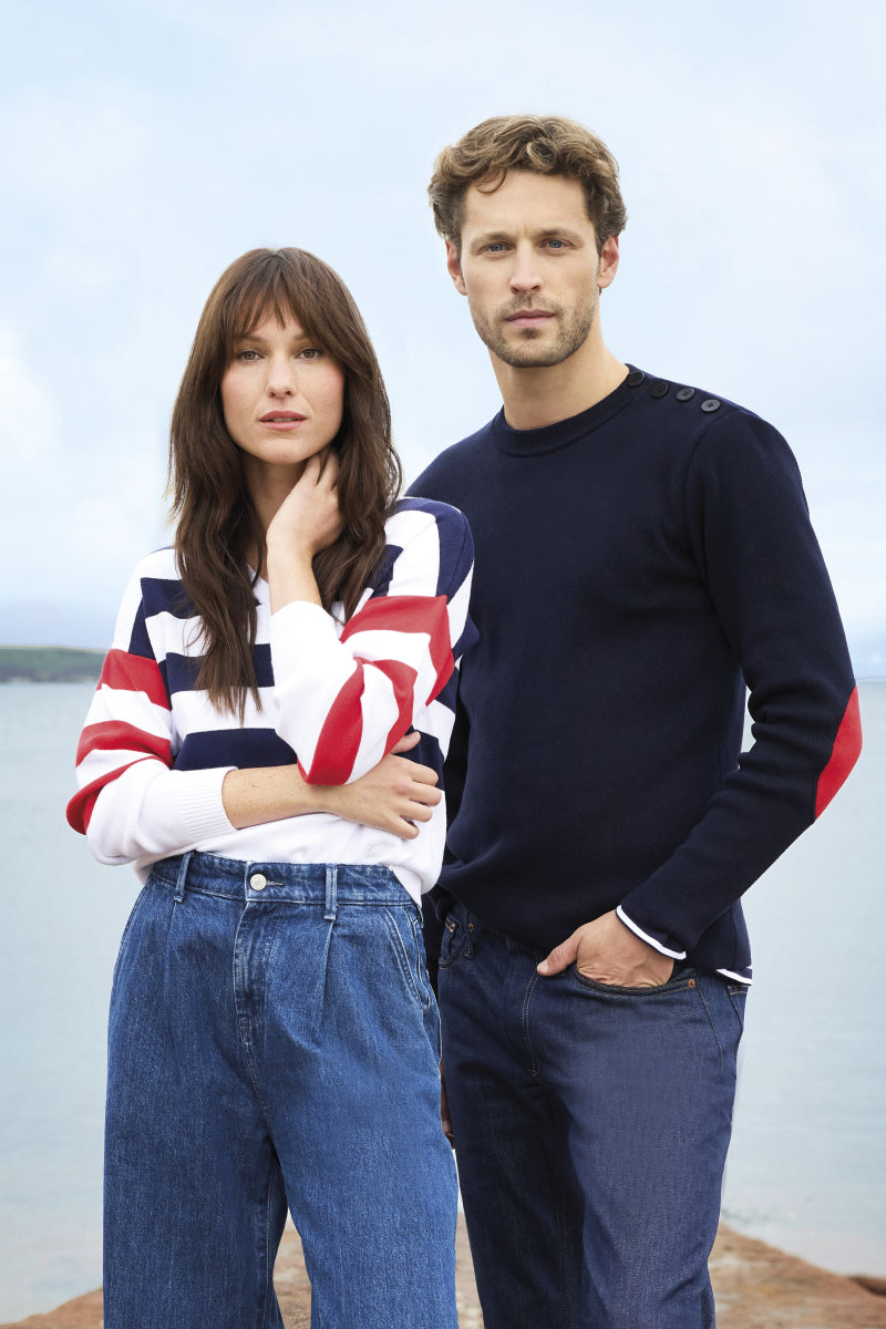 armor-lux-deauville-pull-ray-col-v-coton-femme image 6