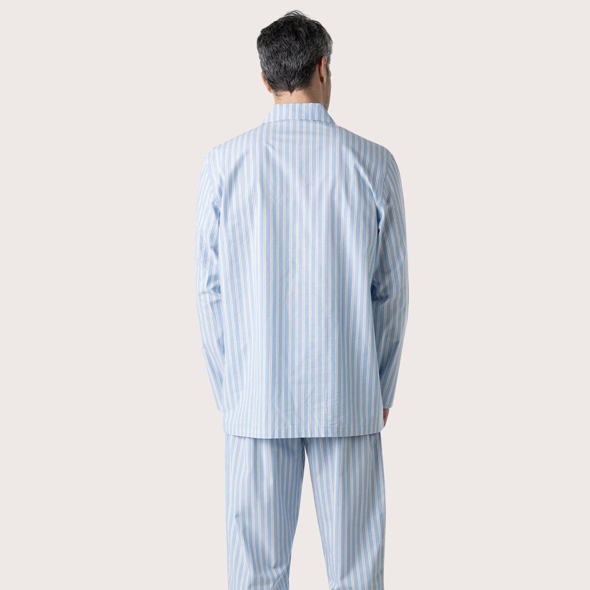 eminence-pyjama-long-homme-popeline-coton-rayures-ciel-camel image 4