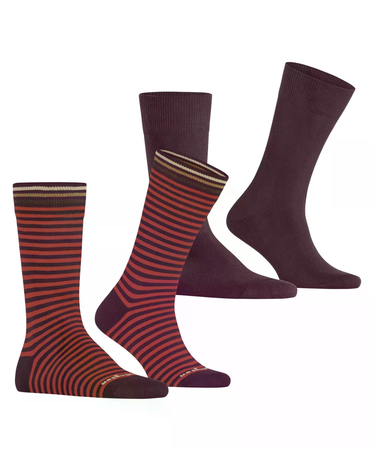 burlington-everyday-stripe-chaussettes-homme-coton-rouge-chianti-8370-40-46-lot- image 3