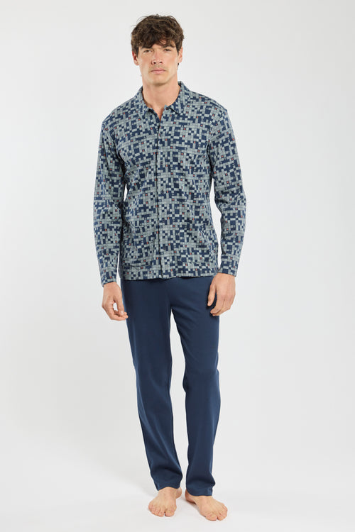 armor-lux-pyjama-droit-ouvert-coton-homme image 2