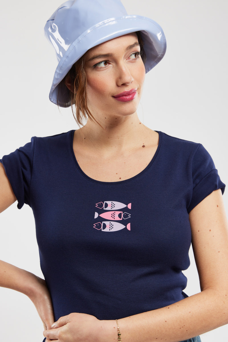 armor-lux-t-shirt-3-poissons-femme-coton-l-ger-col-rond image 1