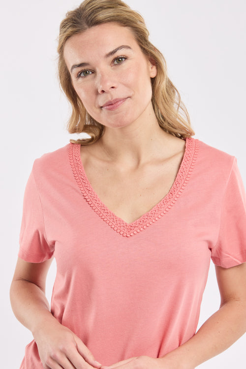 armor-lux-t-shirt-homewear-femme-coton-et-modal-col-v-dentelle image 5