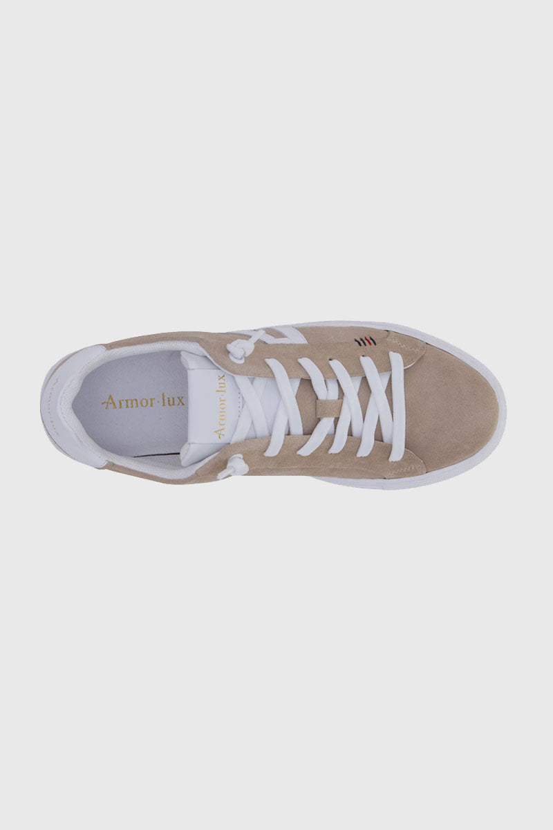 armor-lux-baskets-regate-basses-cuir-beige-lignes-pur-es image 2