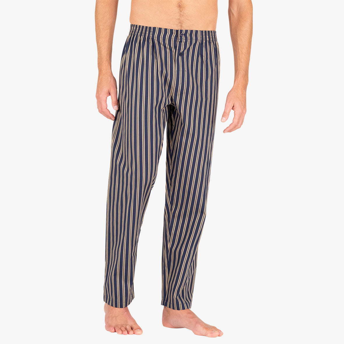 eminence-pyjama-long-ouvert-popeline-coton-marine-ray-homme image 4