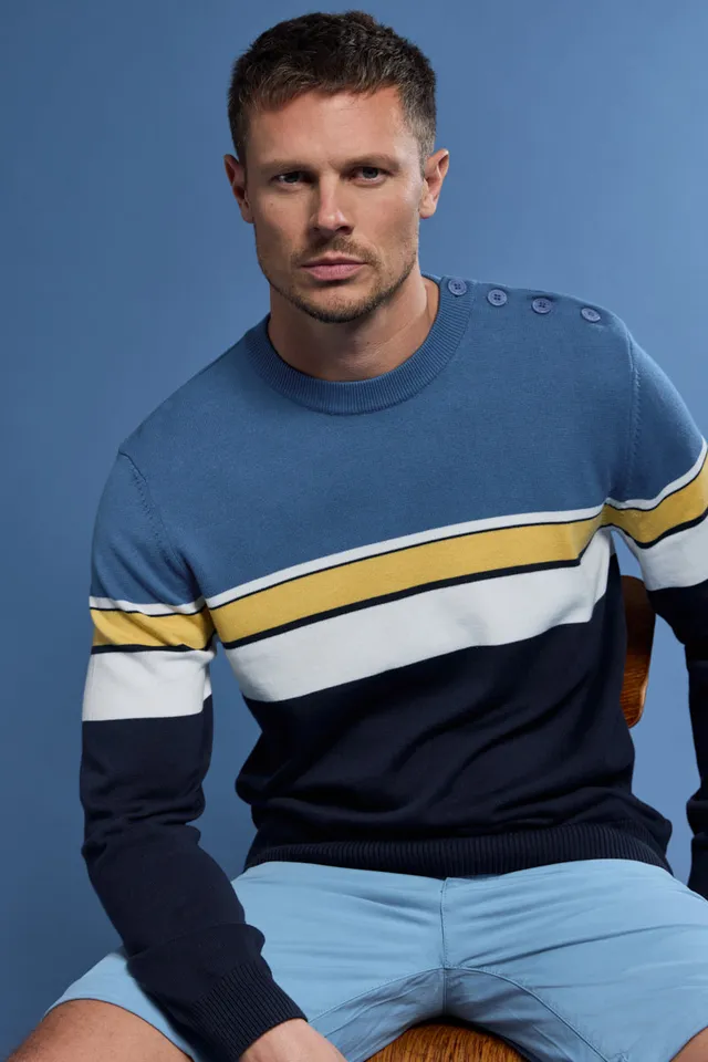 armor-lux-pull-marin-tricolore-homme-100-coton image 1