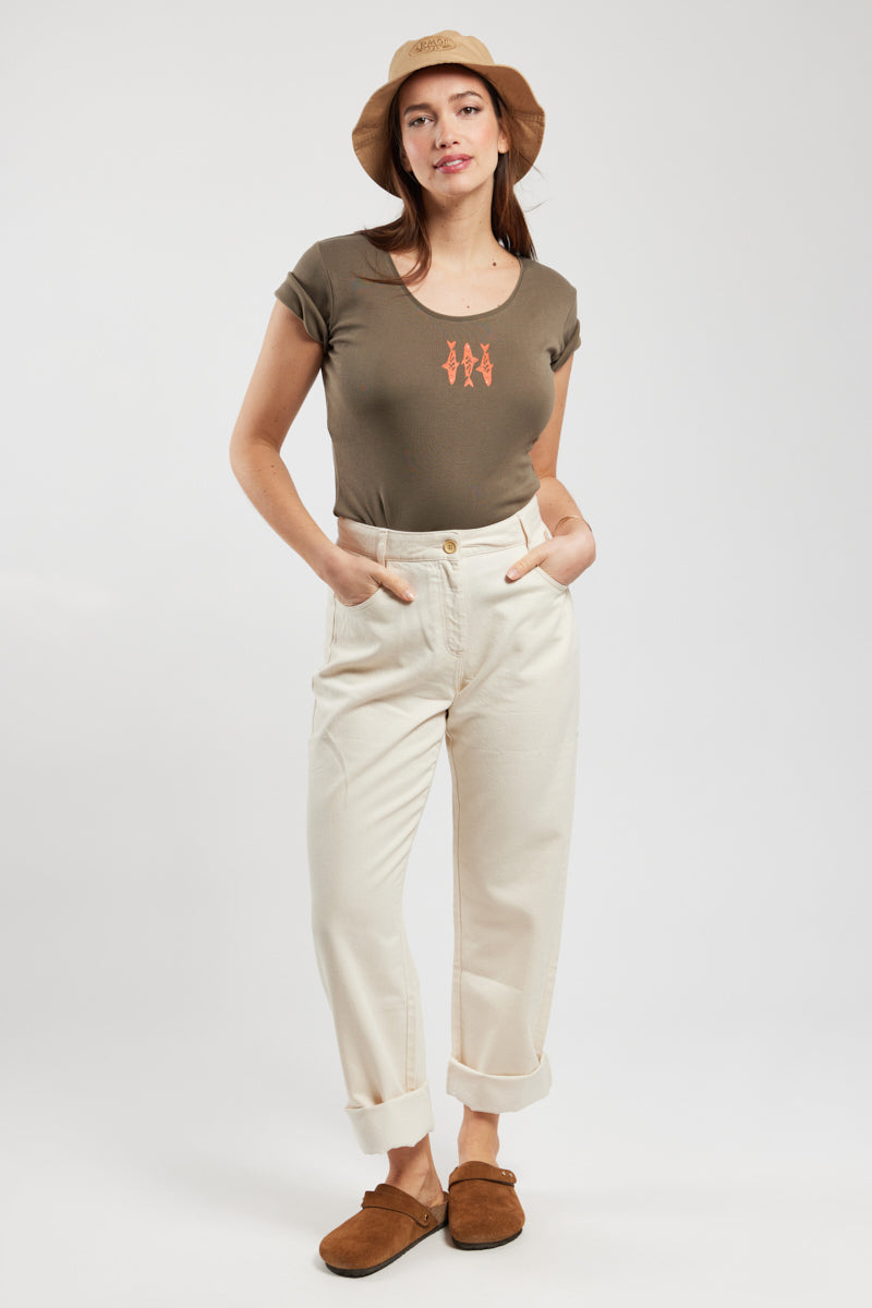 armor-lux-t-shirt-poissons-femme-coton-l-ger-coupe-ajust-e image 3