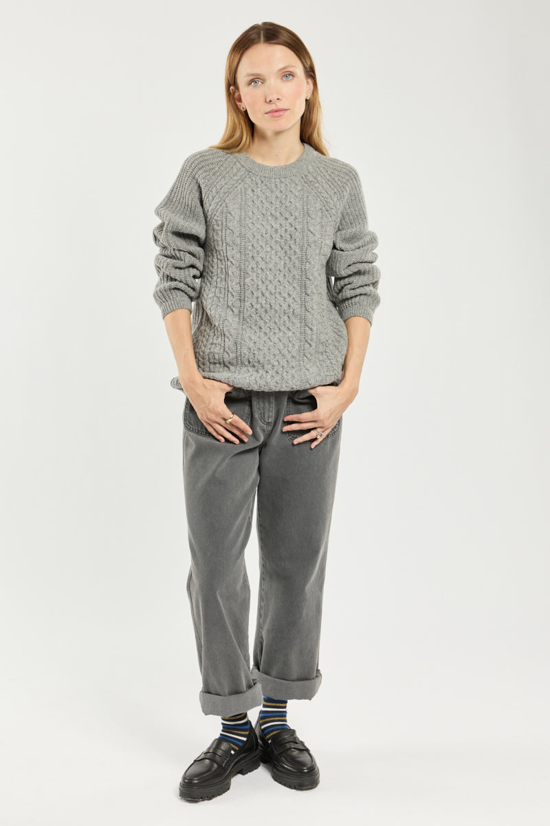 armor-lux-pull-irlandais-femme-col-rond-torsades-laine image 3