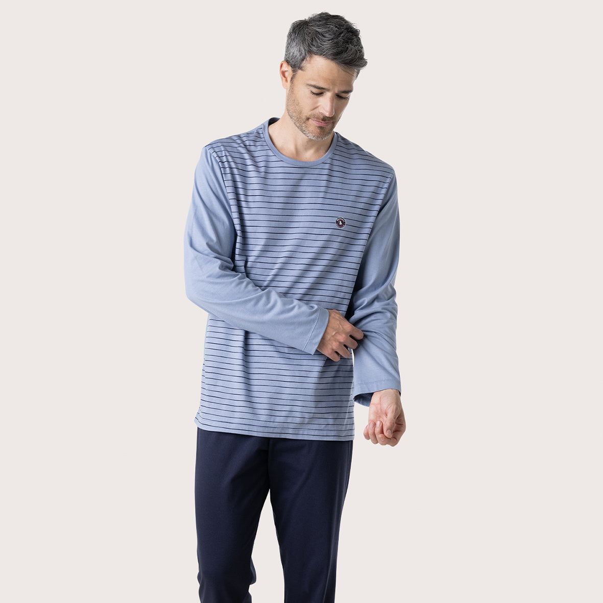 eminence-pyjama-long-fait-en-france-jersey-coton-ray-homme image 1