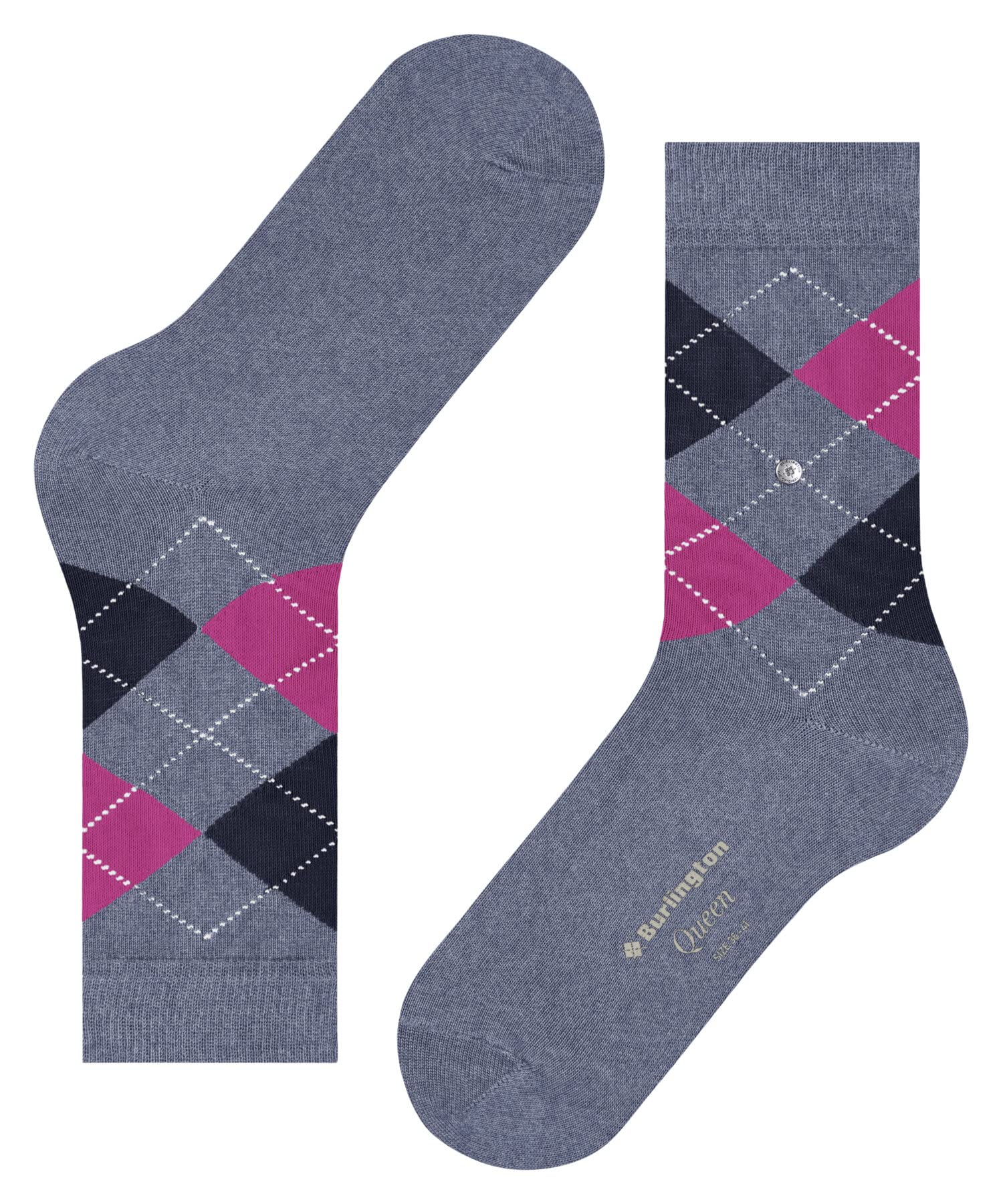 burlington-queen-chaussettes-femme-coton-fantaisie-bleu-cobalt-36-41 image 7