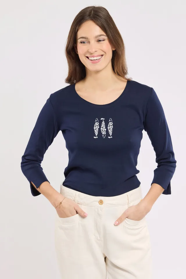 armor-lux-t-shirt-manches-3-4-femme-coton-l-ger image 1