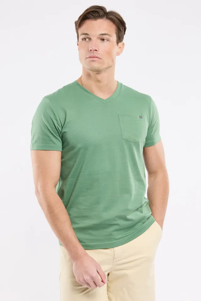 armor-lux-t-shirt-col-v-homme-coton-l-ger-poche-poitrine image 1