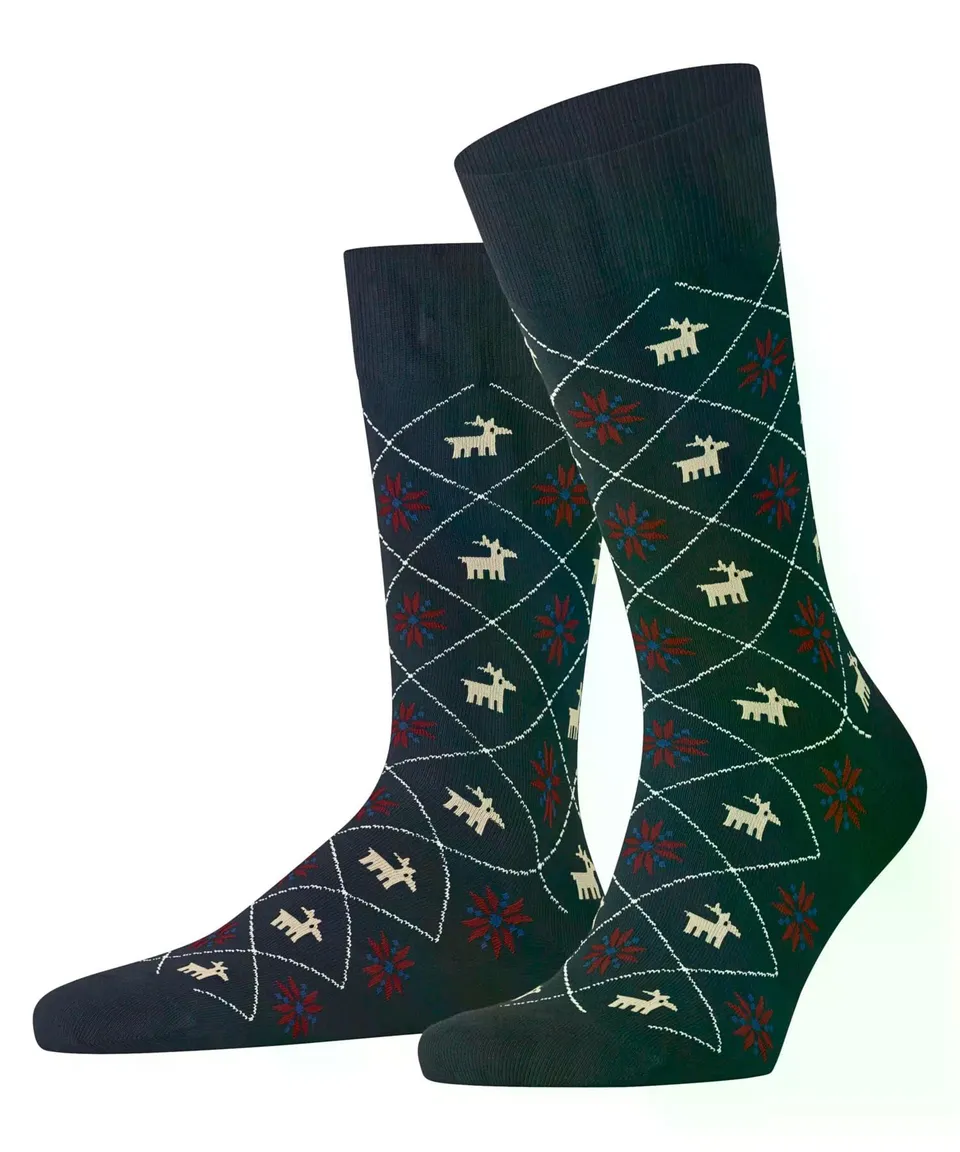 burlington-reindeer-chaussettes-homme-coton-respirant-motif-renne-hiver image 1