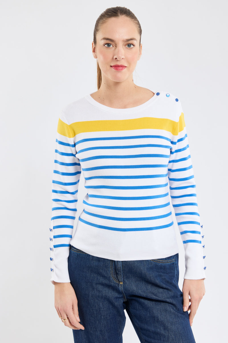 armor-lux-pull-marin-femme-deauville-coton-manches-boutonn-es image 2