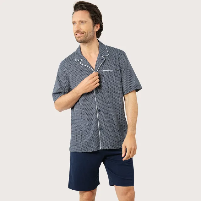 eminence-pyjama-court-ouvert-homme-business-short-marine image 1