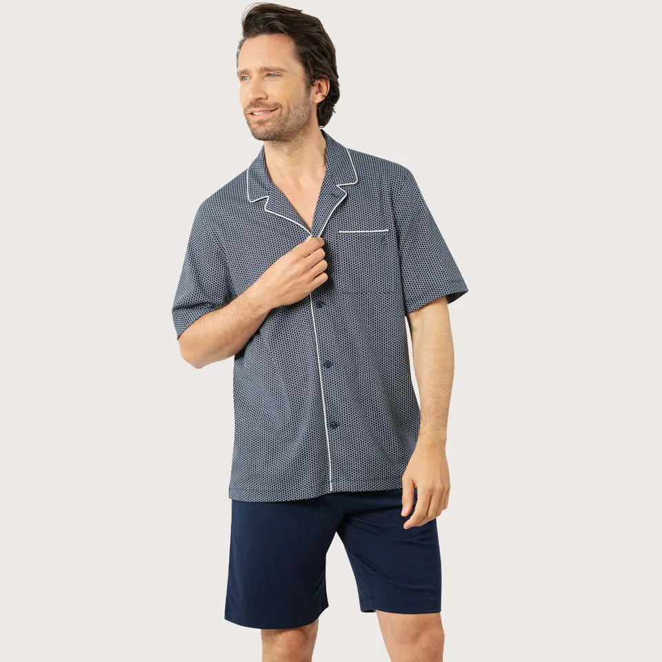eminence-pyjama-court-ouvert-homme-business-short-marine image 1