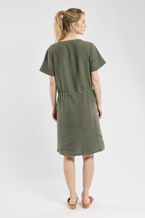 armor-lux-robe-ceintur-e-en-lin-manches-courtes-col-v image 4