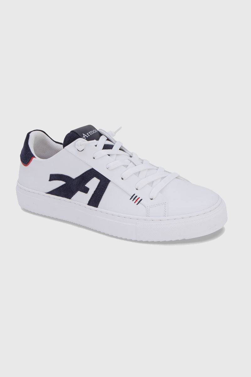 armor-lux-baskets-regate-basses-cuir-blanc image 2