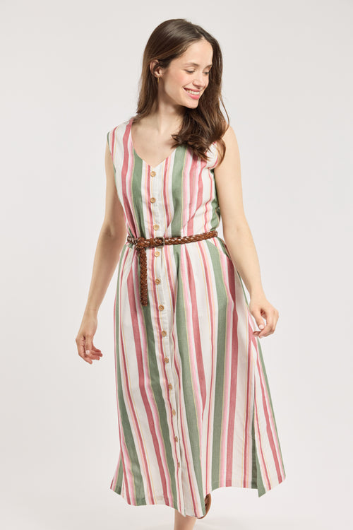 armor-lux-h-ritage-robe-longue-ray-e-coton-col-v-sans-manches image 4