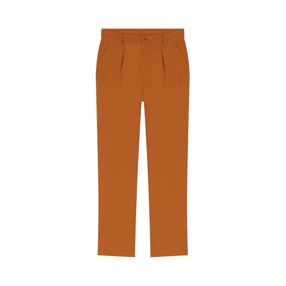 atelier-tuffery-gustave-pantalon-plis-homme-ample-rouille-en-lin image 1