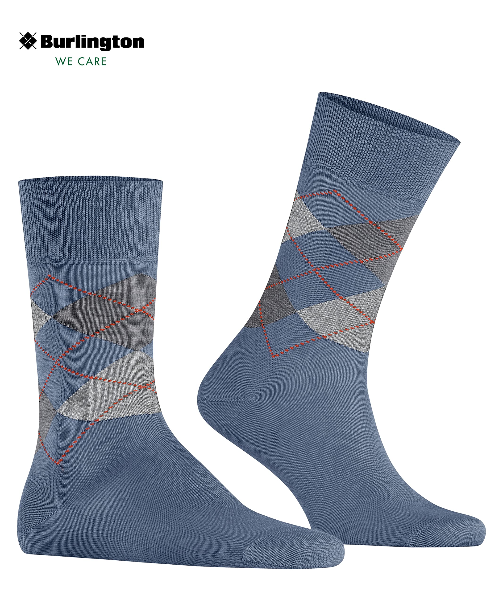 burlington-manchester-chaussettes-homme-coton-losanges-bleu-jeans-40-46 image 5